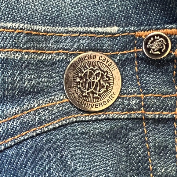 ROBERTO CAVALLI DIAMOND/ RHINESTONES EMBELLISHED BLUE JEANS SIZE IT40/US Medium - Picture 7 of 12